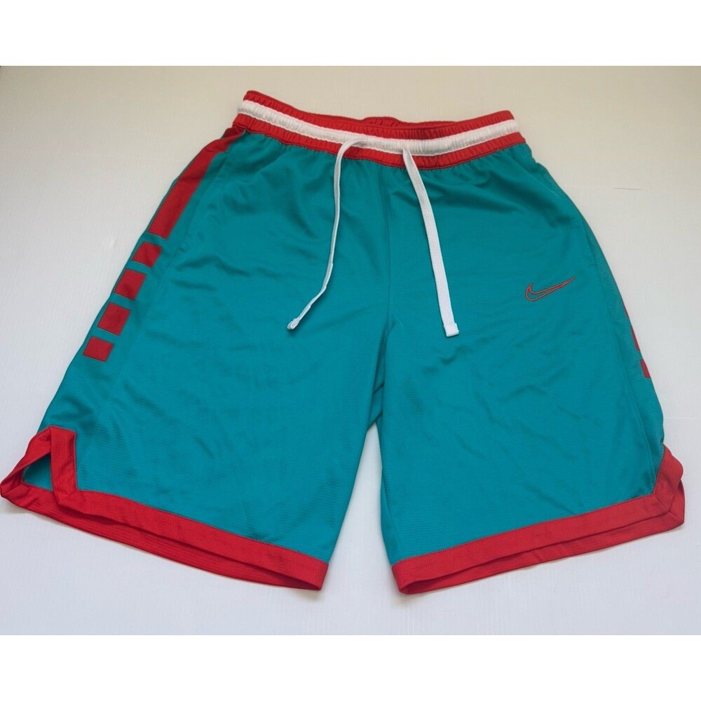 Nike Dri-FIT Men’s Athletic Shorts Teal Red Drawstring Size Medium